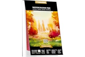 PENCILMARCH Watercolour Paper A5 Pad, 30 Sheets Water Colour Paper 300gsm Watercolour Sketchbook for Artist and Beginners Painting, Drawing and Sketching