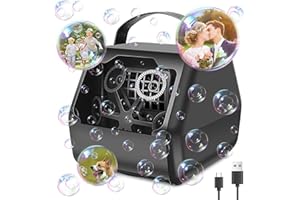 Yabtf Automatyczna maszyna do robienia bąbelków 8000 +/min, z baterią 1800 mA, elektryczna zabawka do robienia bąbelków dla dzieci, na wesele, urodziny, festiwal, imprezę, kolor czarny