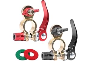 KTXABY 1 Pair Brass Battery Terminal Connectors,12V/24V M8 Bolt Battery Connectors,Car Battery Quick Release Connectors with Anti-Corrosion Pads, Universal Connection Clamps for Car Boat