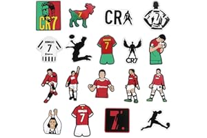 HUIPALON 18 Pcs Shoe Charms for Croc CR7 Football Croc Charms for Adults Kids PVC Cool Shoe Accessories Soccer Boys Football Accessories for Clog Birthday CR7 Gifts for Boys