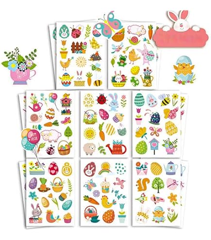 Stuks Stickers Pasen - 100-Delig Set met Paaseieren, Paashaas, Kuiken