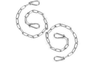 LFCFBH 2 PCS 20+24inch Security Chains, Stainless Steel Chain for Outdoor Fences, Gate Chain Lock with Both-Ended, Pet Cages, Dog Horse Goat Cow Corral Supplies(50,60cm)