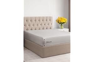 CGK UNLIMITED Spannbettlaken 180x200cm - Tiefes Spannbetttuch für Matratzen bis 30cm Höhe (12") - Weiche Gebürstete Mikrofaser - Knitterfrei, Schrumpf- & Farbbeständig - Oeko-TEX Zertifiziert Hellgrau Bettlaken