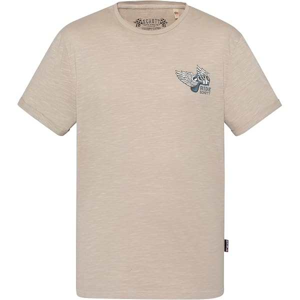 Schott NYC Herren Logo T-Shirt – Kurzes Shirt Mit Großem Schott-Logo In Baumwolle