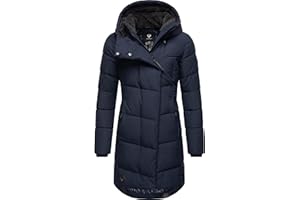 Ragwear Damen Wintermantel Warmer Steppmantel lang mit Kapuze Pavla Intl XS-6XL