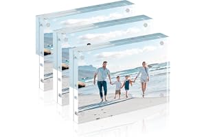 HOUSE DAY Akryl fotoramar 3-pack magnetiska fotoramar 10 x 15 cm klar glas dubbelsidig fristående ram för familj, bästa vän