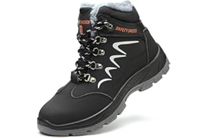 Blueskyli Sicherheitsschuhe Herren Damen Arbeitsschuhe S3 Leicht Wasserdicht Hoch Sicherheitsstiefel Winter Warm Gefüttert Schutzschuhe mit Stahlkappe