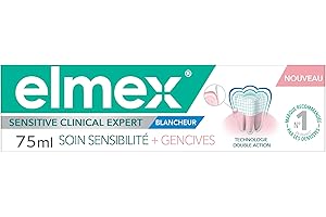 ELMEX- Dentifrice blancheur Soin Sensibilité + Gencives protège les dents sensibles-Renforce les gencives-Formule double action cliniquement prouvée -Le tube de 75mL