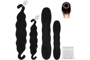 URAQT Chignon Magique 4 Pièces, Chignon Cheveux, Coiffure Donut Bun Maker, Accessoires Outils de Donut à Bouclés de Cheveux pour Femme Fille Enfant Ballet Danseuse, 2 Grands et 2 Petits, Type B