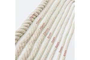 B2C Cotton Rope Sash Cord White Twine Washing Clothes Natural 3 Strand 6mm 8mm 10mm 12mm 14mm 16mm 18mm 20mm - 20mm 3 strand various lengths (2, 6mm)