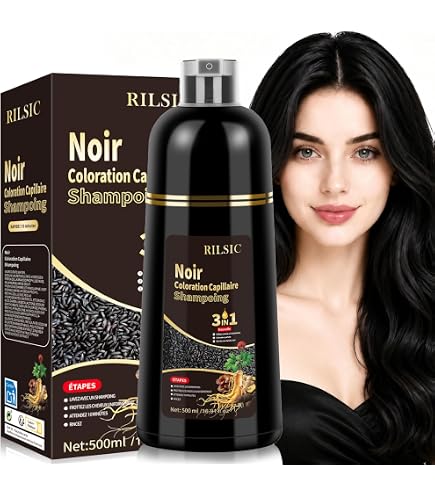 RILSIC 3 in 1 Hair Dye Shampoo for Men and Women, Instant Hair