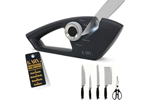 KARV Knife Sharpener Shadow Black - 5-Stage Professional Kitchen Knife Sharpeners for All Knives - Non-Slip Base & Ergonomic Handle, Sharpen Straight Edge & Serrated Blades Chef Knife Sharpener