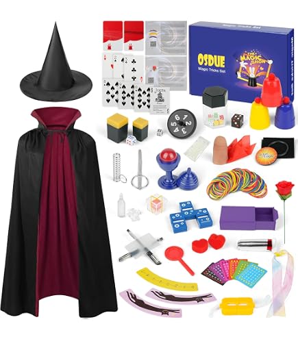 Kit Magie Enfants 12 Tours - Avec Tutoriels Vidéo - Expériences Scientifiques Amusantes - OSDUE 8+ Ans