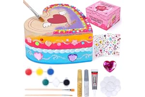 FULLOVE Geschenk Mädchen 6 7 8 9 10 11 Jahre, Bastelset Kinder ab 6 Jahre Schmuckkästchen Mädchen Spielzeug- Kreativ Basteln Mädchen 8 Jahre DIY Schmuckkästchen Mädchen mit Mosaik Bastelset Malset für Kinder