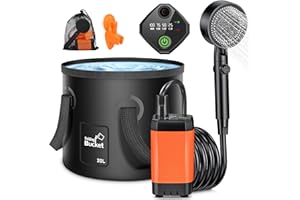 Rsaoty Doccia da Campeggio, 3000 mAh Doccia Ricaricabile Portatile, Doccia Portatile con Display Digitale Intelligente per Spiaggia Giardino Lavaggio Auto, Escursioni