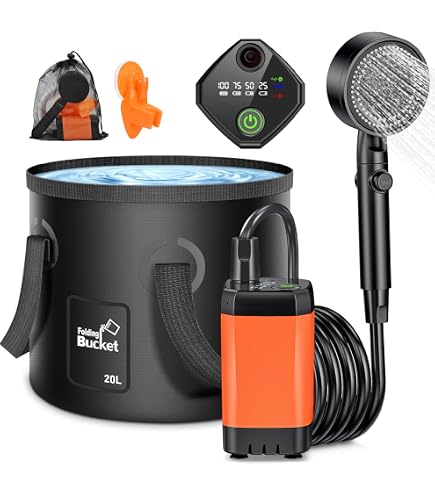 Douche Portable Rechargeable 7800mAh Pour Camping - Pompe, Tête Réglable, Sac De Rangement
