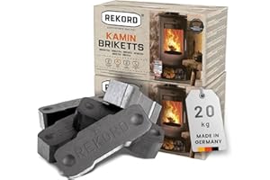 Rekord® Braunkohlebriketts 20 kg (2x10 kg Paket) – Kaminbriketts mit hohem Heizwert & Langer Brenndauer – Qualitäts–Braunkohle für Kamine & Dauerbrandöfen – Gluthalter Briketts Made in Germany