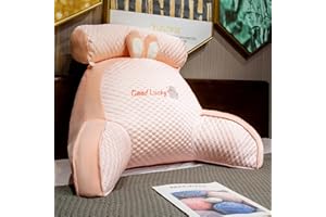 LANPEW Ice Silk Cute Reading Pillow,rückenkissen mit armlehnen,lesekissen für Bett,bettsessel Rückenlehnenkissen Rückenstütze,Kissengeschenke für Lesen,Arbeiten,und Spielen (Bohnensamt rosa, 65*45cm)