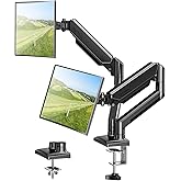 ELIVED Monitor Halterung 2 Monitore für 13-32 Zoll Bildschirme mit VESA 75/100, Gasdruckfeder 2 Monitorhalterung schwenkbar 1