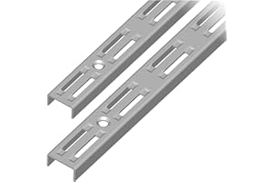 DIY Element System WANDSCHIENE 2-reihig – stabile Aufhängeschienen zur flexiblen Montage von Regalsystemen, für Wandregale – 50 cm, Stahl, Weißaluminium, 2 Stk