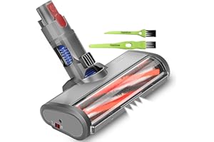 Italdos Spazzola Motorizzata Elettrica Turbo compatibile per Dyson V7 V8 V10 V11 V15 Spazzola a Rullo con Setole adatto per Tappeto Parquet Piastrelle Luce LED Frontale per Angoli Buio