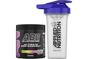 Applied Nutrition Bundle ABE Pre Workout 375g + 700ml Protein Shaker | All Black Everything Pre Workout Powder, Energy & Physical Performance with Creatine, Beta Alanine (Sour Gummy Bear)