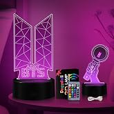 Kpop BTS 3D Night Light, BTS Gifts, BTS Bedside Lamp, Remote Control 16 Colors Changing LED Illusion Lamp and Art Deco Lamp f