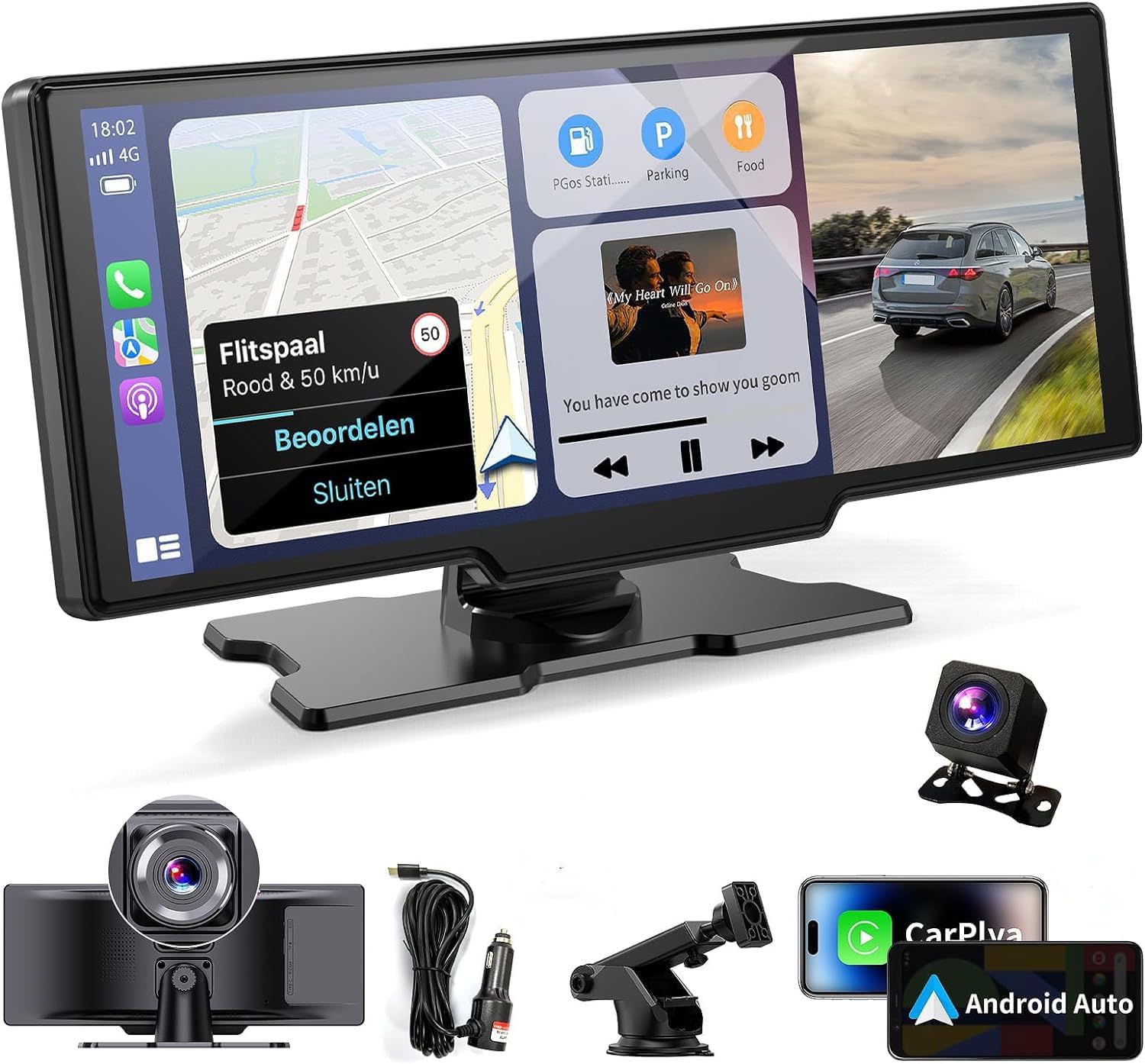 Cason Upgraded Carplay/Car Android System Touch Screen 10-Inch with Dash Cam, Rear Camera,Android Car Stereo Infotainment System IPS LED Display Screen with Voice Control,BT for All Vehicles