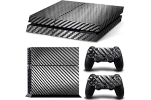 DOTBUY PS4 Skin Aufkleber Sticker Design Folie schützende Haut Schale für Sony Playstation 4 Konsole und 2 Dualshock Controller (Carbon Fiber Black)