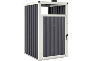 Outsunny Abri pour 1 Poubelle 240L, Cache Poubelle extérieur, Porte avec poignée, Couvercle relevable à 180°, Acier galvanisé, 73 x 81 x 122 cm, Gris foncé