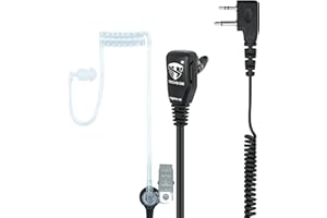 TechSide Microfono Auricolare Pneumatico Trasparente a 2 pin Midland | Per Radio ricetrasmittenti | Compatibile con G7 pro G8 G9 pro M24 M24 plus M48 M99 G6 XT G7 XTR | Vigilanza Sicurezza SoftAir