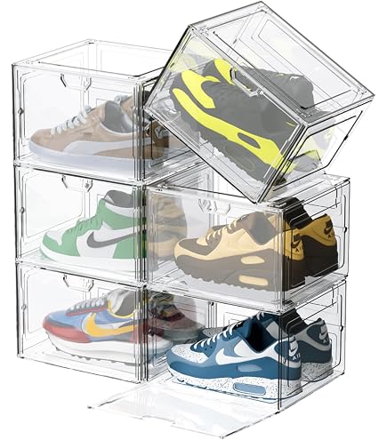 Organizzatore Scarpe Con Coperchio Scarpiera StowBin - 12 Scatole Plastica Trasparente Impilabili, 33x25x16 Cm, Con Coperchio Scarpiera Modulare - 6