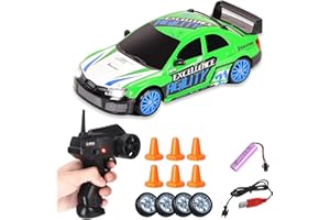 Siereolly RC Drift Car 1:24 Coche teledirigido 2,4 GHz Coche de juguete 15 km/h 4WD Coche de carreras teledirigido con faros de trabajo, regalo para adultos y niños