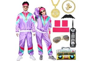 Maryparty Deguisement Annee 80 90 Femme Homme Halloween Disco Costume Hippie Disco Accessoire Fluo Lunettes de Soleil Carnaval Adulte