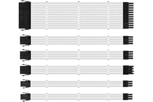 NKOMAX One enjoy Kit de extensión de Cable, Cable Fuente Alimentacion Modular, Conectores PSU, Cable ATX EPS PCI-E con peines, Sleeved Cables, 30 CM