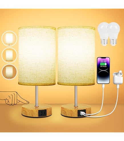 EXQULEG Hanf-Ball Tischlampe – LED Nachtlicht Mit Farbwechsel Aus Rattan & Massivholz (Rot)