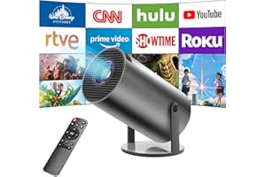 ASTARAMA Mini Vidéoprojecteur,Home cinéma 4K Mini Projecteur avec Android OS, Prend en Charge 5G WiFi, BT5.0, Correction trapézoïdale Automatique, Angle de 180 degrés, écran 130 Pouces pour Téléphone/PC/Lap
