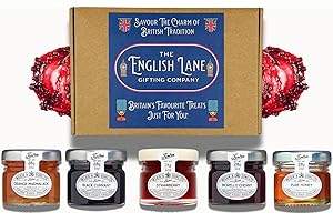 THE ENGLISH LANE GIFTING COMPANY Breakfast Gift Hamper – Assortment of Strawberry Jam, Blackcurrant & Morello Cherry Preserves, Pure Clear Honey, and Fine Cut Orange Marmalade – The Perfect Treat for Every Taste and Occasion
