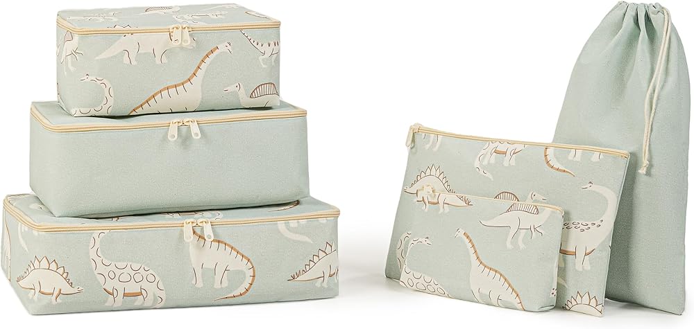 Ocean Home Textile 6'lı Çocuk Odası Dinozor Bavul İçi Düzenleyici Set
