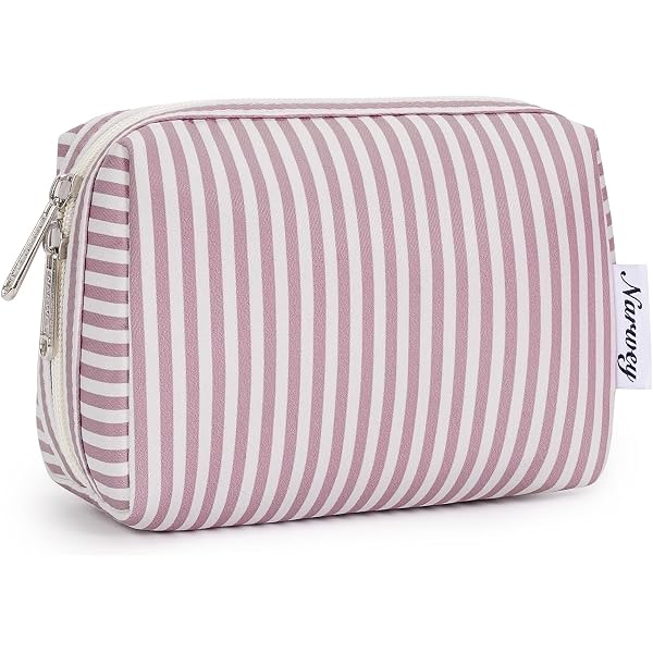 Make-up-Tasche – Gestreifte Kosmetiktasche, Elegant, Tragbar, Mit Reißverschluss, Für Camping, Blau, Se Référer Au Descriptif, Siehe Beschreibung