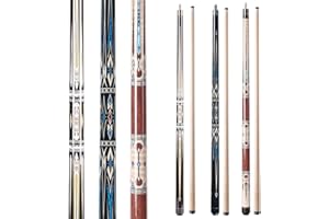 Teekerwang 1/2 Pool Cue Stick - 58 Inch Maple Billiard Pool Stick, Maple Pool Cue Stick Kit, 2-Piece Billiard Pool Cue Stick Set (with Cue Bag & Glove)