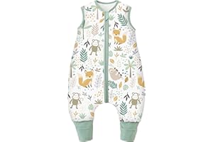 Chilsuessy Baby Schlafsack mit Füßen 3.5 Tog Kinder Winter Schlafsack Soft Baumwolle Baby Schlafsack mit Beinen für Jungen und Mädchen, 3.5 Tog/Wald, 100cm/Baby Höhe 105-120cm