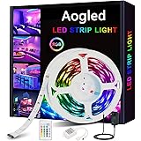 Aogled Striscia LED 5m,Kit Cambio Colore RGB 5050LED con Telecomando a 24 Pulsanti,Strisce Luminose con Controller,Strisce LE