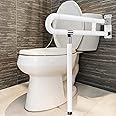 QWORK® Grab Bar, Toilet Grab Rail Foldable Toilet Bar with Adjustable Leg, Non Slip Flip Up Toilet Rails, Toilet Aids for Elderly, Disabled