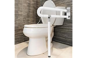 QWORK® Barre d'appui Toilettes, Barre d'appui Salle de Bains avec Pied, Barre Toilettes Pliables Antidérapantes, Aides à Toilette pour Personnes Âgées et Handicapées