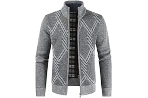 Sliktaa Uomo Cardigan Cappotto Invernale Foderato in Pile Caldo Maglione Cardigan