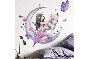 SRIZIAN Adesivi Murali con Farfalle, Adesivi da Parete Della Fata del Lupo Della Luna per Bimbo Cameretta dei Camera Letto Decorazioni Parete Bambini Nido