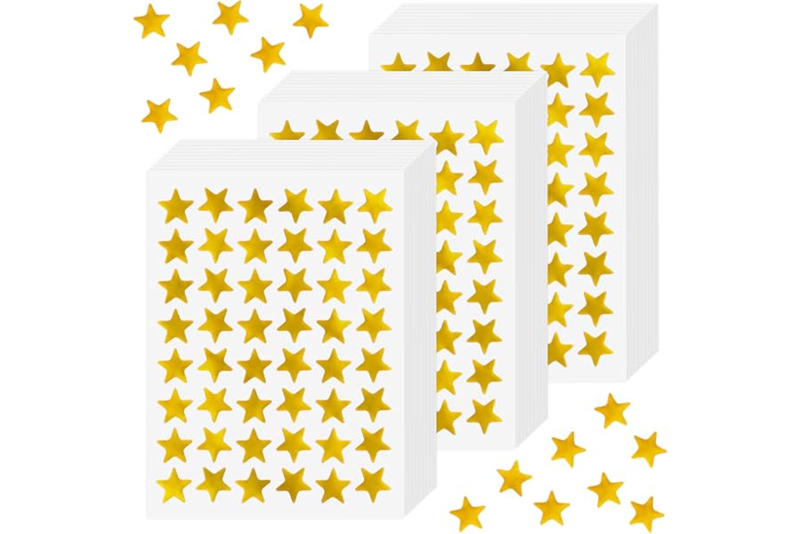Prasacco 1440 Counts Small Gold Foil Star Stickers, Gold Star Stickers for Kids Reward Students Teachers, 0.5" Diameter Golden Stars Stickers