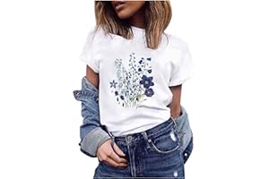 AMHOMELY UK Women Shirts and Blouses Sale,Ladies Casual Geometric Graphic Print Harajuku Female Round Neck Loose T-Shirt Tunic Tops for Women Leisure Elegant Polos T-Shirts Vests Tees