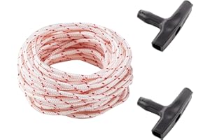 WLVINSON 10-Meter Starterseil Rasenmäher mit 2 Stück Starter Griff,Rasenmäher Seilzug,Zugseil für Wäschespinne,Seilzug Rasenmäher Starterseil für Stihl Husqvarna Craftsman Kettensägen Trimmer (3.0 MM)